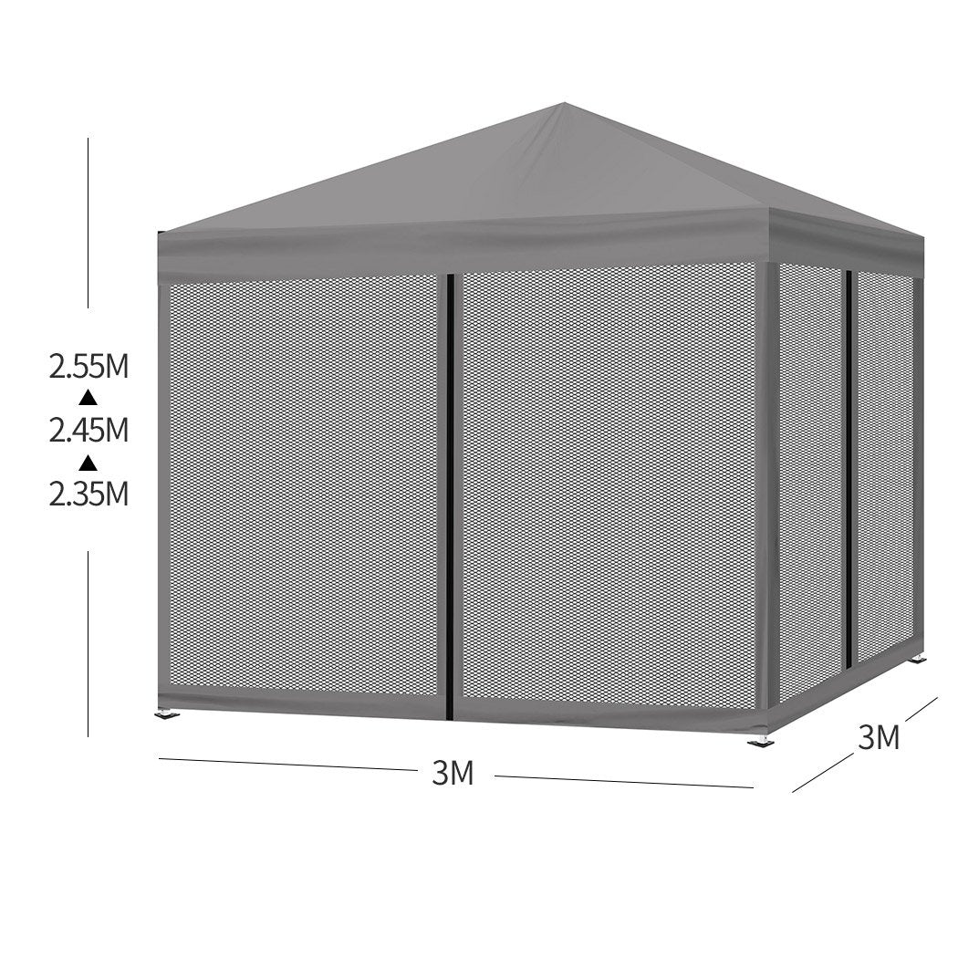 Mountview Gazebo 3x3 Marquee Pop Up Tent Outdoor Canopy Wedding Mesh