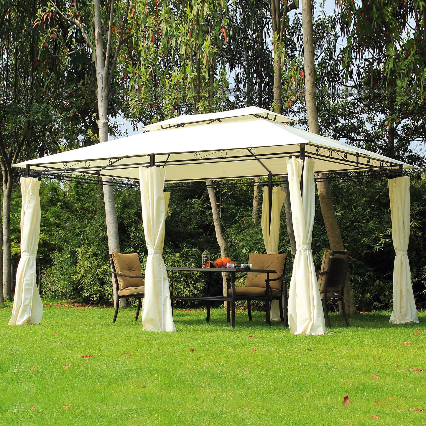 Outsunny 13’L x 10’W x 8.8’/6.5H 2-Tiers Gazebo Party Tent Patio