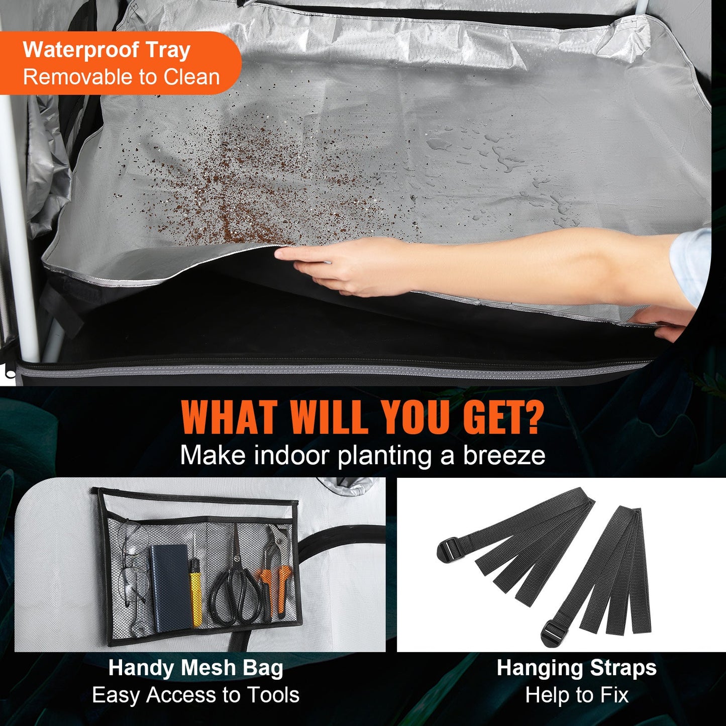 VEVOR 2x4 Grow Tent, 48'' X 24'' X 72'', High Reflective 2000D Mylar