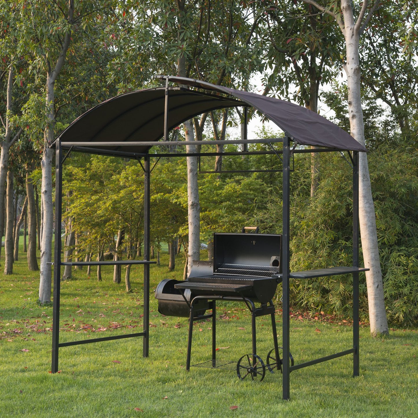 Outsunny 8x4ft BBQ Gazebo Tent Metal Frame Grill Canopy Garden