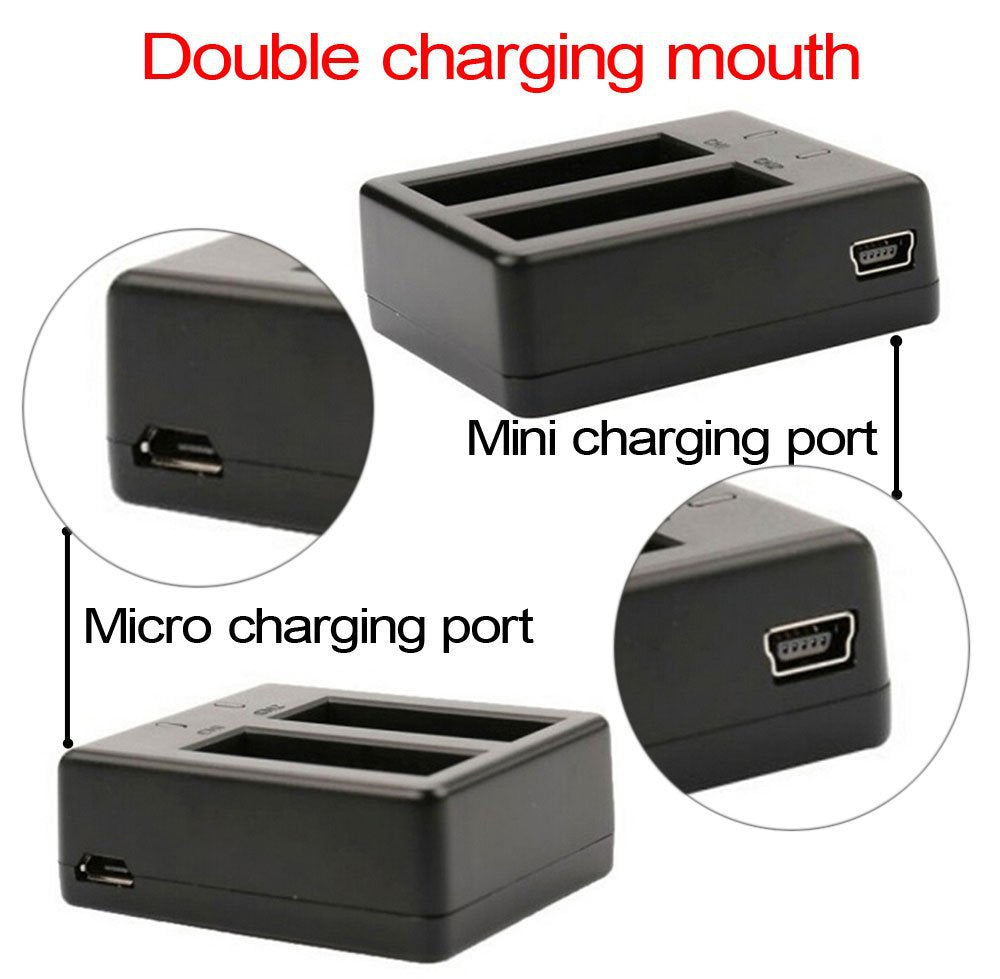 2 x 1050mAh Quick Charge Dock for Action Cam EKEN H9 H9R H3R H8PRO H8R