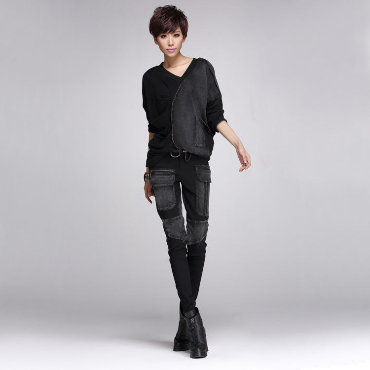 Custom-fit multi-pocket denim pants