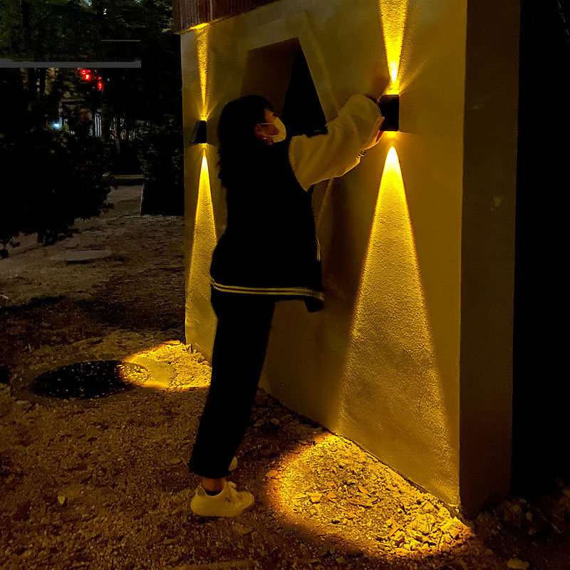 Dual Panel Exterior Solar Wall Lamp
