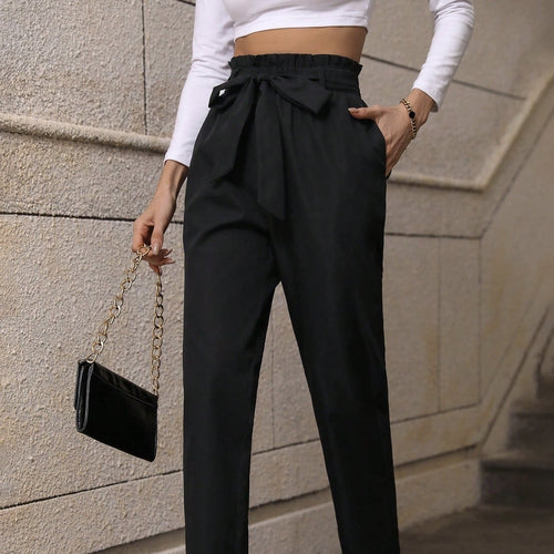 Ladies Solid Color Slimming And Minimalist Pants
