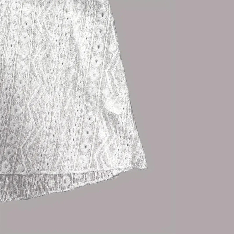 Women Round Neck Lace Trim Translucent Shirt Sexy Half Sleeve Hollow
