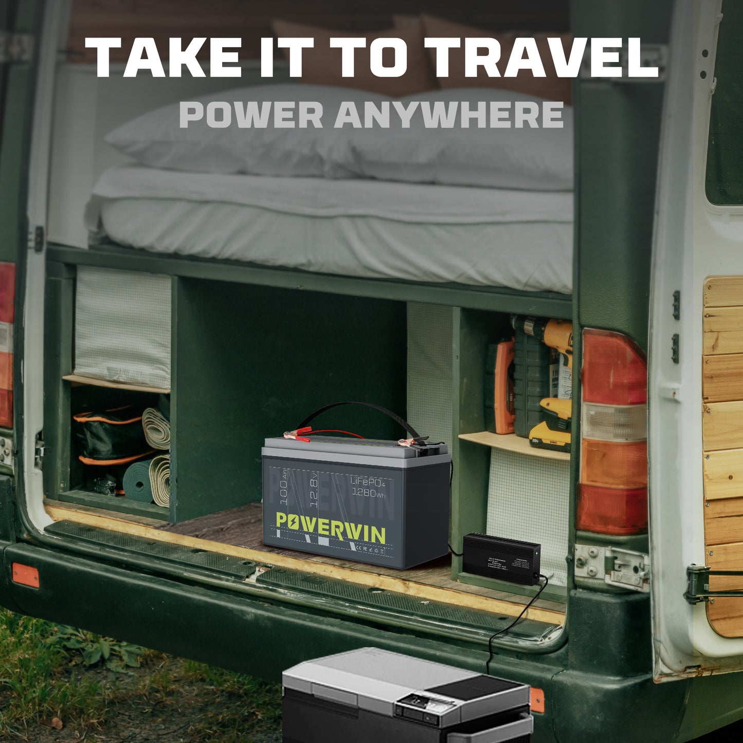 US POWERWIN BT100 12.8V 100Ah 1280Wh LiFePO4 Battery