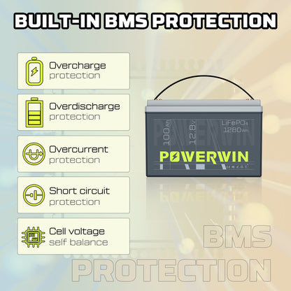 US POWERWIN BT100×8 LiFePO4 8 pack Batterries 10240Wh