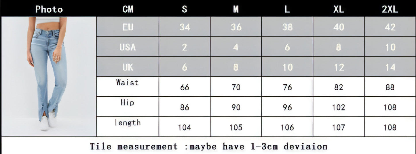 Commuter Split Straight Pants Fashionable Stretch Washed Jeans Women