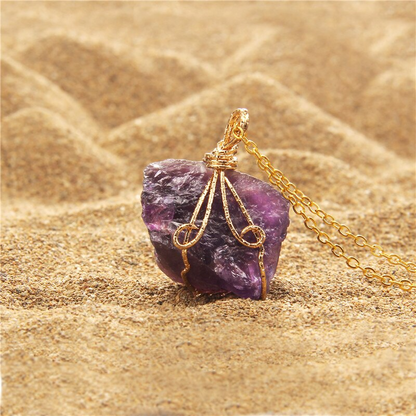 Natural Gemstone Necklace Chakra Stone Pendant Energy Healing Crystal