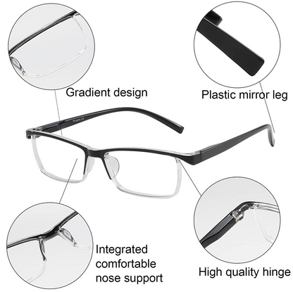 4 Pack Reading Glasses Readers Men Women Square Frame Spring Hinge