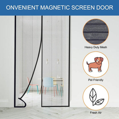 Magnetic Screen Door Mesh Curtain Durable Heavy Duty Mosquito Net Bug