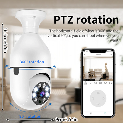 360° 1080P IP E27 Light Bulb Camera Wi-Fi IR Night Smart Home Wireless