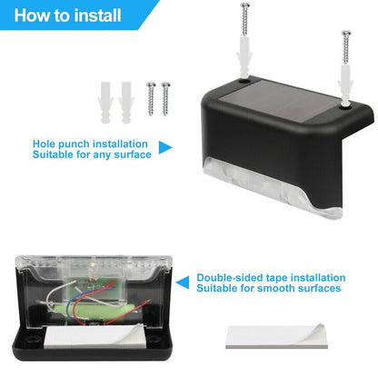 8 Pack New Solar Deck Lights Outdoor Waterproof LED Steps Lamps For