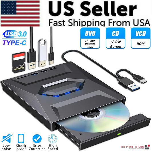 External CD DVD Drive USB 3.0 Writer Burner Player for PC Laptop