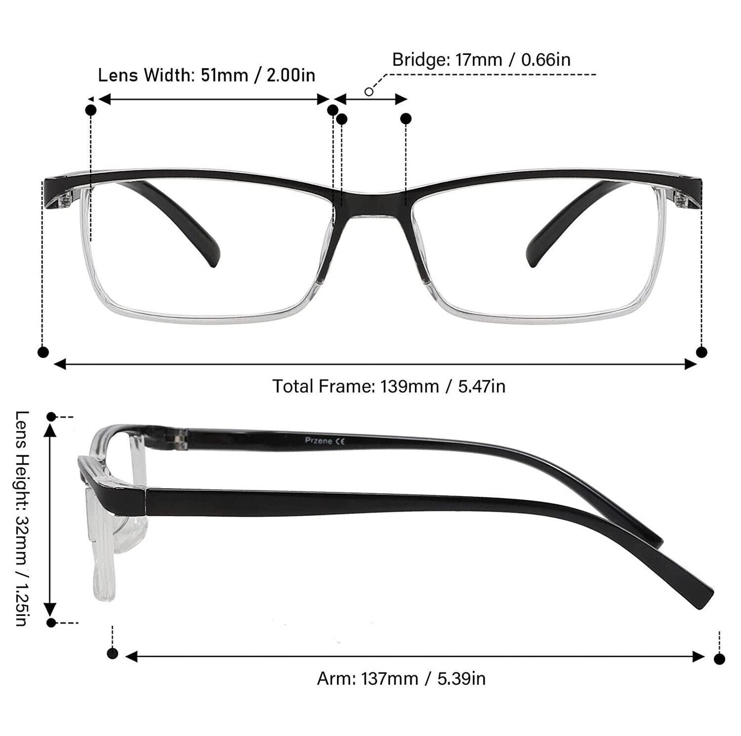 4 Pack Reading Glasses Readers Men Women Square Frame Spring Hinge