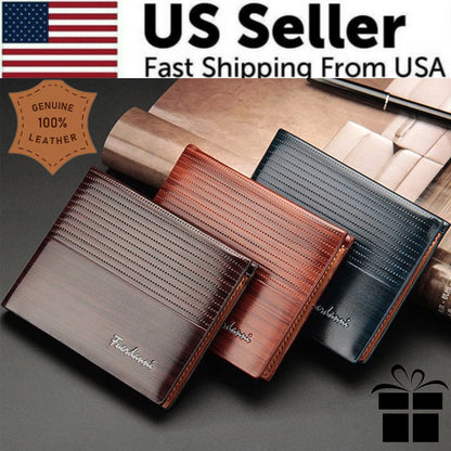 Men's Bifold Leather Credit ID Card Holder Wallet Billfold Purse