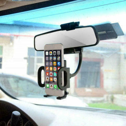 Universal 360° Car Rearview Mirror Mount Stand Holder Cradle For Cell
