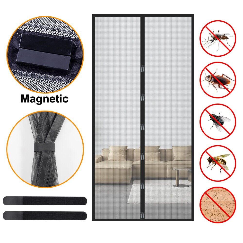 Magnetic Screen Door Mesh Curtain Durable Heavy Duty Mosquito Net Bug