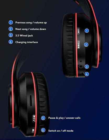 Super Bass Wireless Bluetooth Headphones Foldable Stereo Earphones
