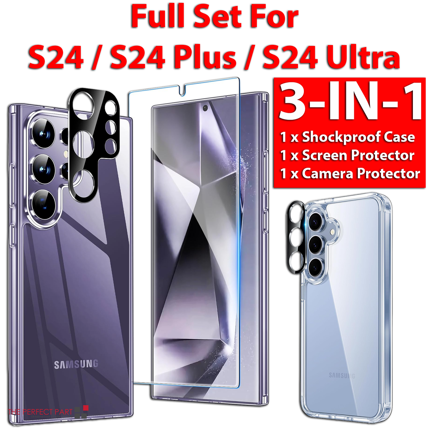 For Samsung Galaxy S24 Ultra Plus Shockproof Case & Screen Protector &