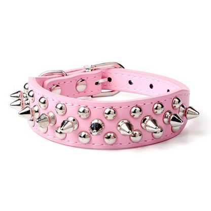 Spiked Studded Leather Dog Collar Rivets Pet Small Large Cat Pit Bull