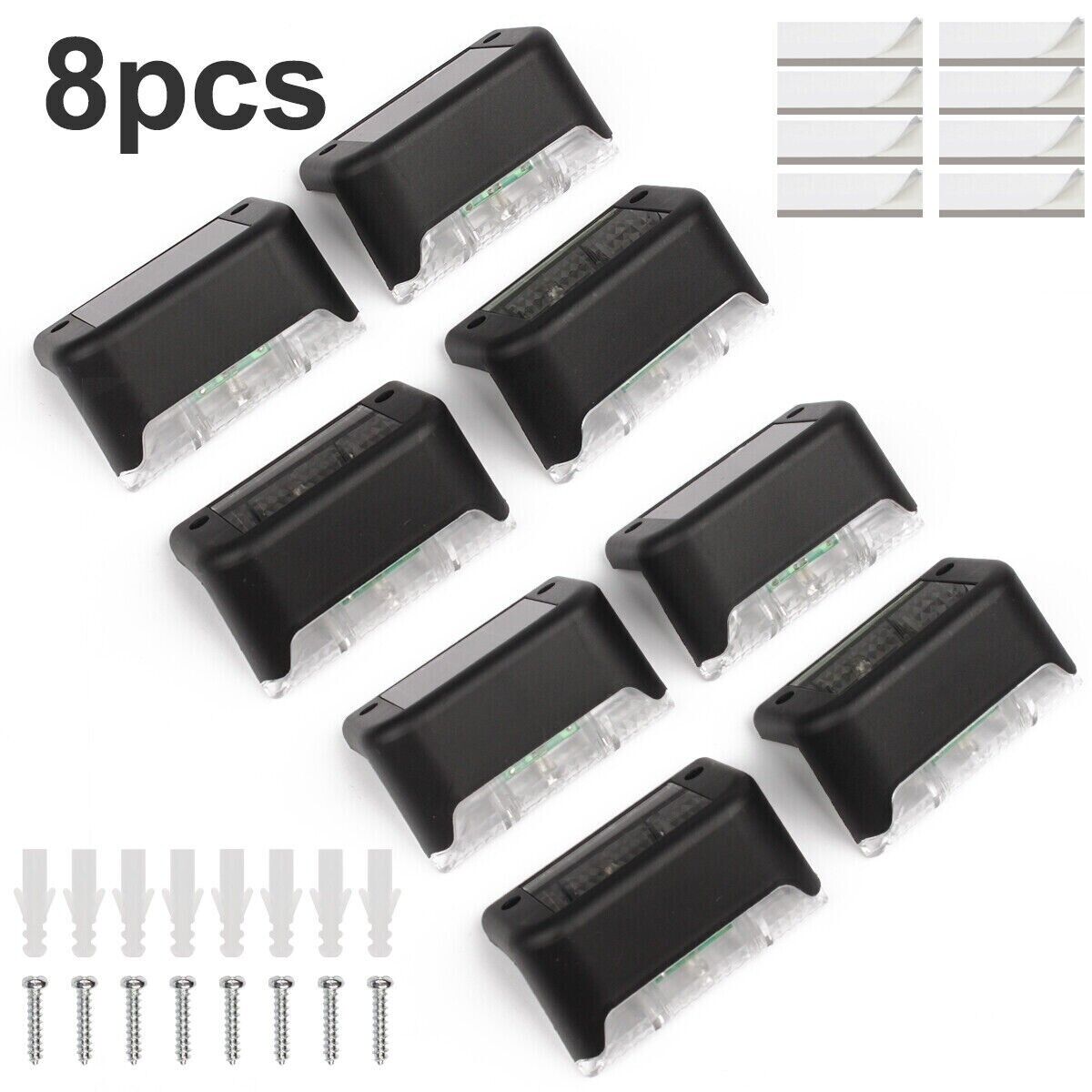 8 Pack New Solar Deck Lights Outdoor Waterproof LED Steps Lamps For