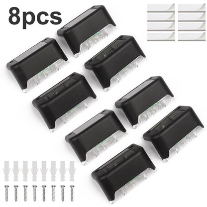 8 Pack New Solar Deck Lights Outdoor Waterproof LED Steps Lamps For
