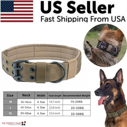 2" Wide Tactical Heavy Duty Nylon Large Dog Collar K9 Military With