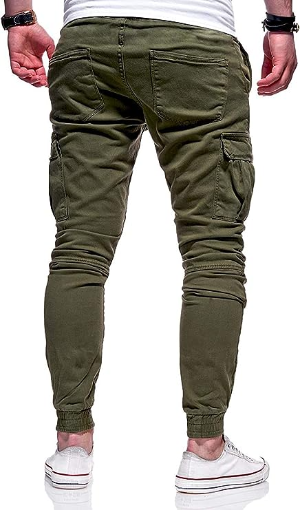 Men's Casual Joggers Pants Sweatpants Cargo Combat Loose Sport Workout