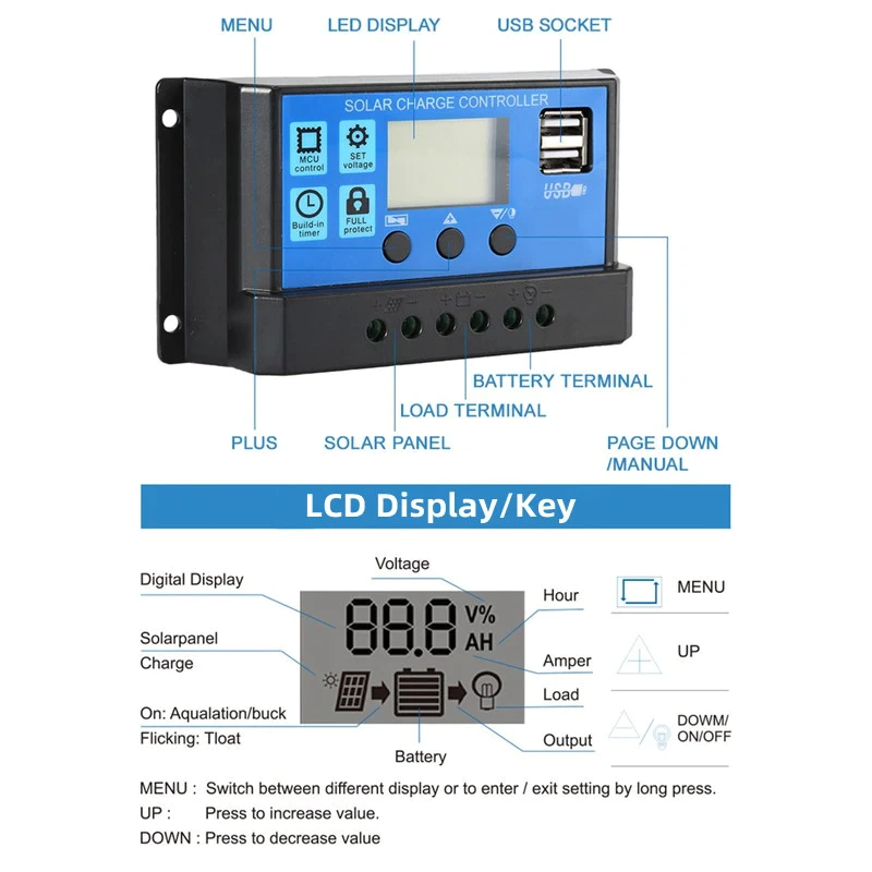 MPPT Solar Panel Regulator Charge Controller Auto Focus Tracking