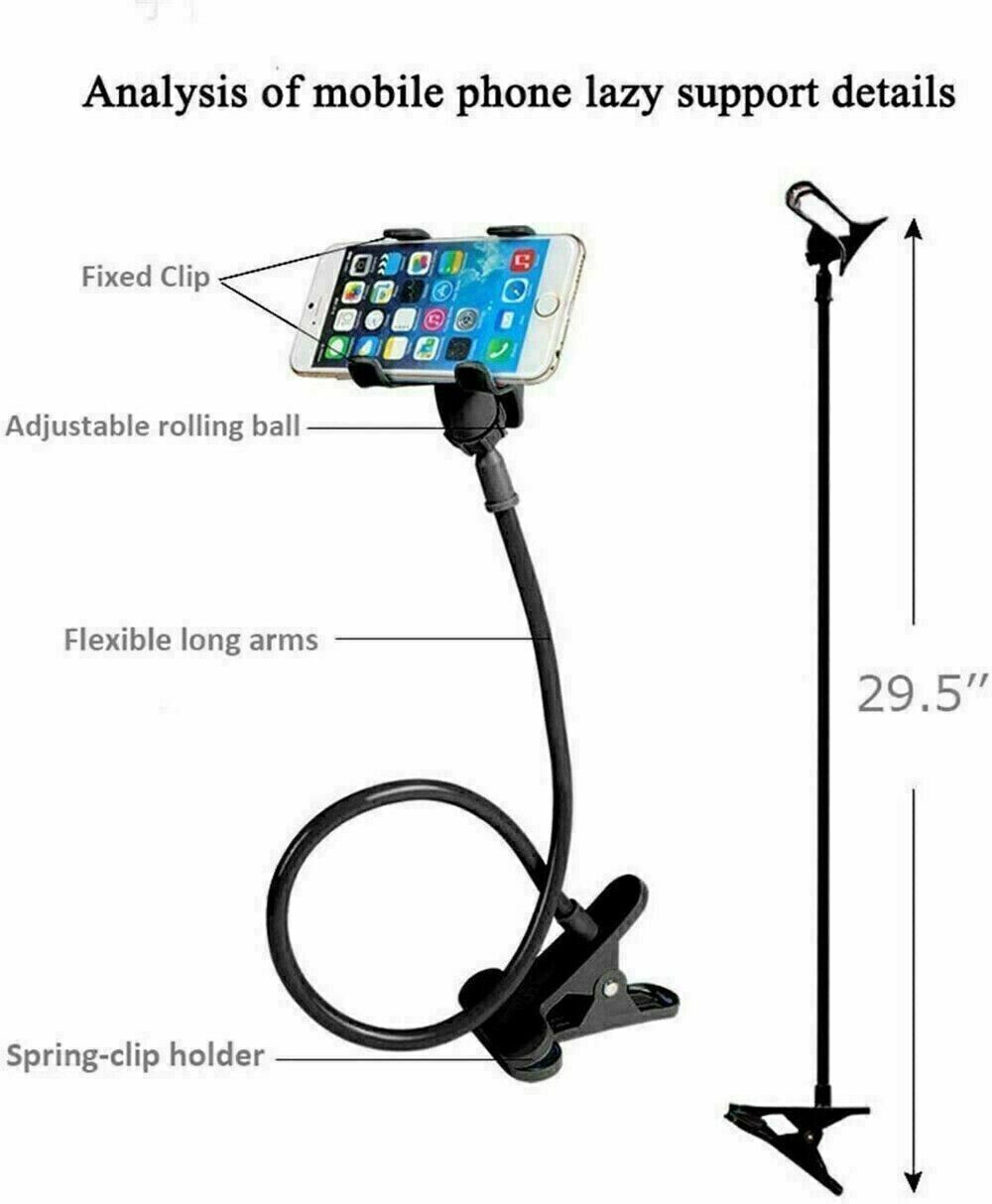 Universal Lazy Mobile Phone Gooseneck Stand Holder Flexible Bed Desk