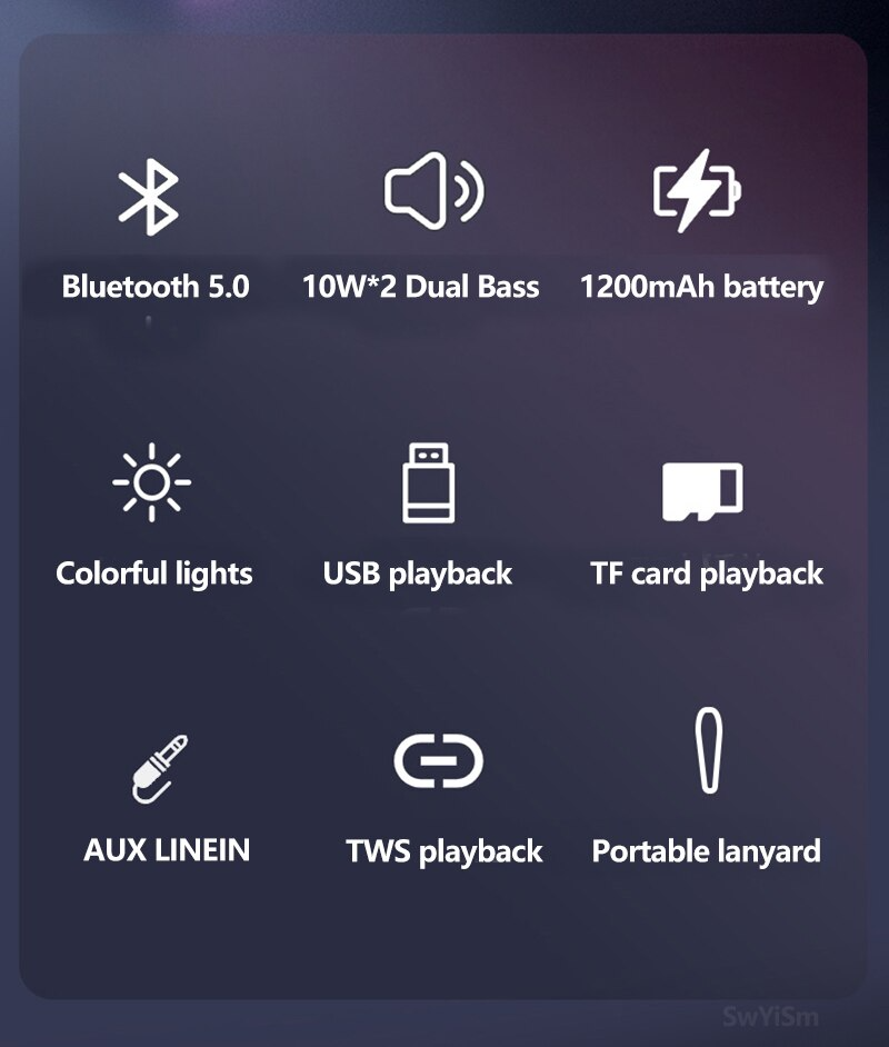 Bluetooth Speaker Wireless Waterproof Outdoor Stereo Bass USB/TF/FM