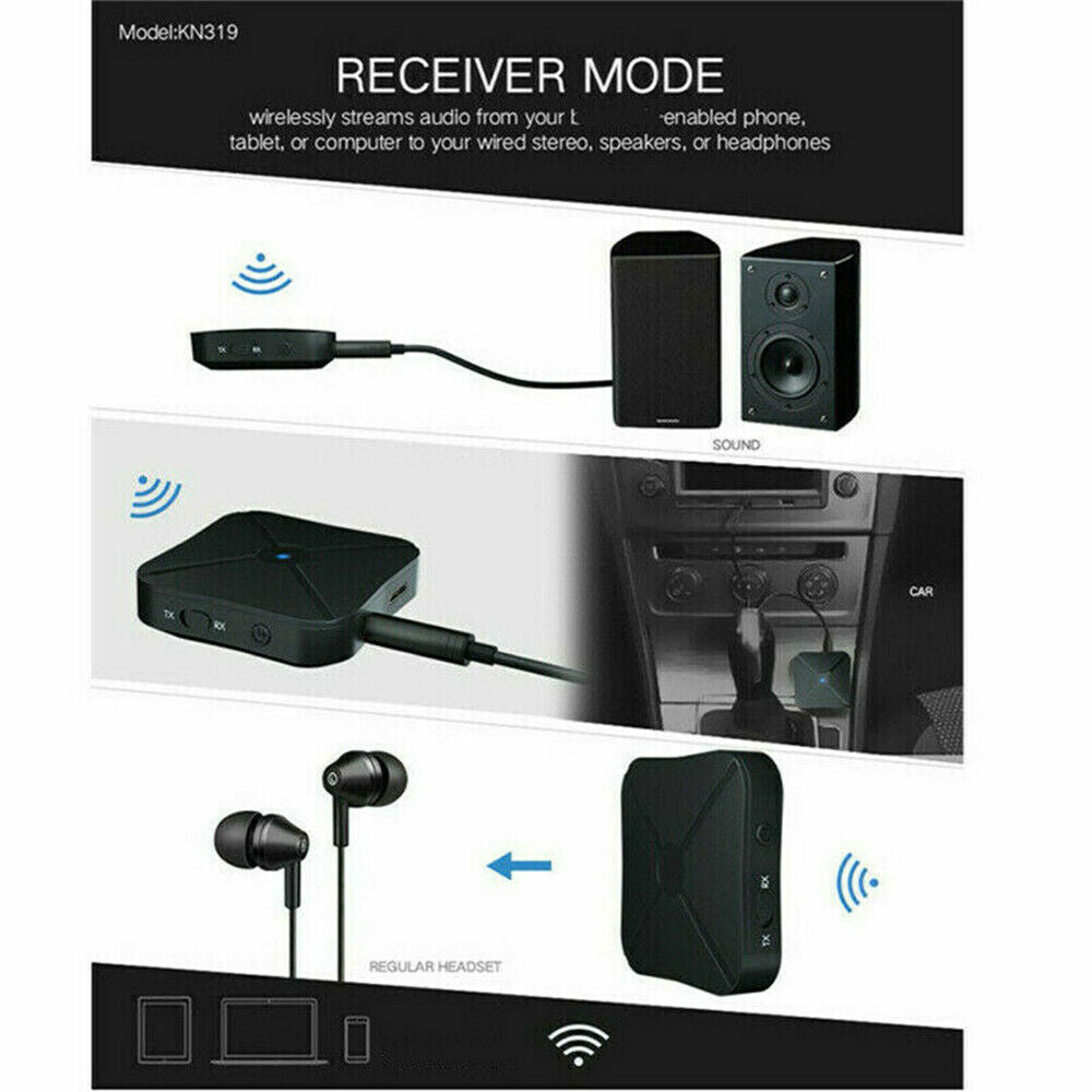 2in1 Bluetooth Transmitter Receiver Wireless Adapter TV Home Stereo
