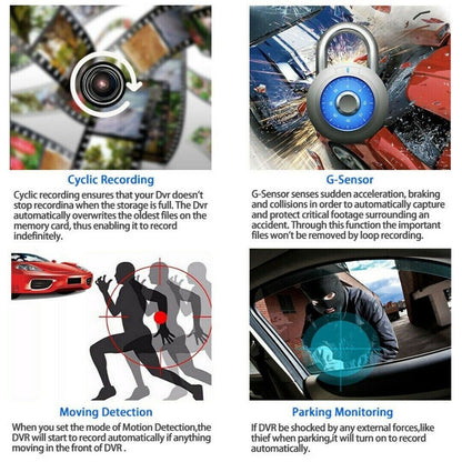 1080P 4" Dual Lens HD Car DVR Rearview Video Dash Cam Recorder Camera