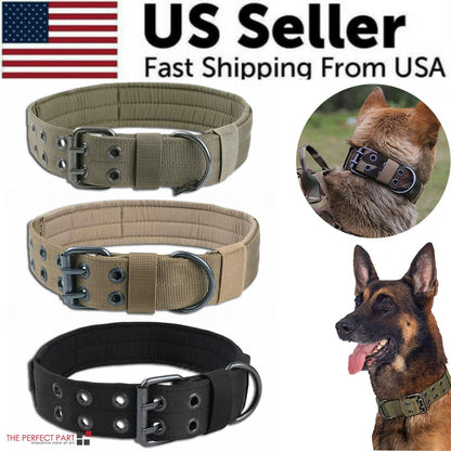 2" Wide Tactical Heavy Duty Nylon Large Dog Collar K9 Military With