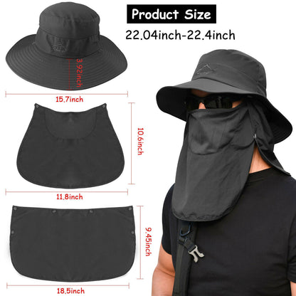 Wide Brim Sun Hat UV Protection Bucket Cap For Hiking Camping Fishing