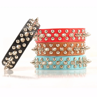 Spiked Studded Leather Dog Collar Rivets Pet Small Large Cat Pit Bull