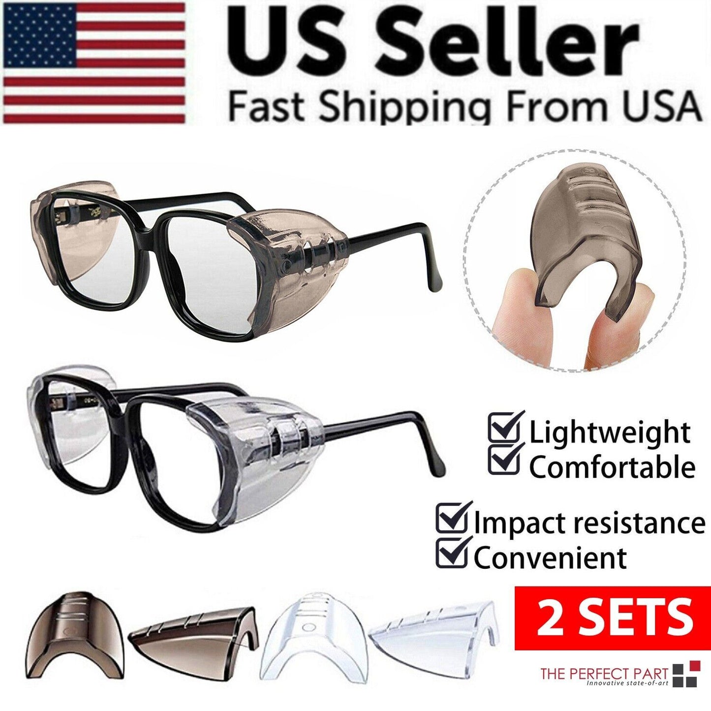 2 Pairs Side Shields For Eye Glasses Slip On Safety Glasses Shield