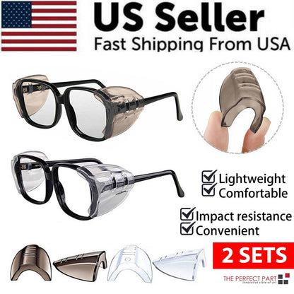2 Pairs Side Shields For Eye Glasses Slip On Safety Glasses Shield