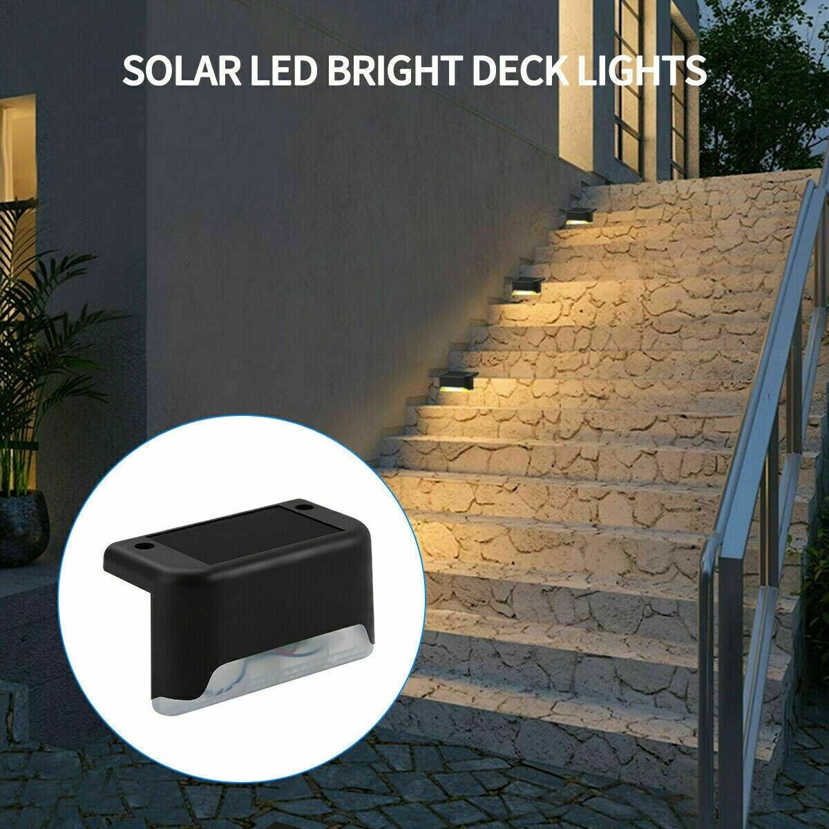 8 Pack New Solar Deck Lights Outdoor Waterproof LED Steps Lamps For