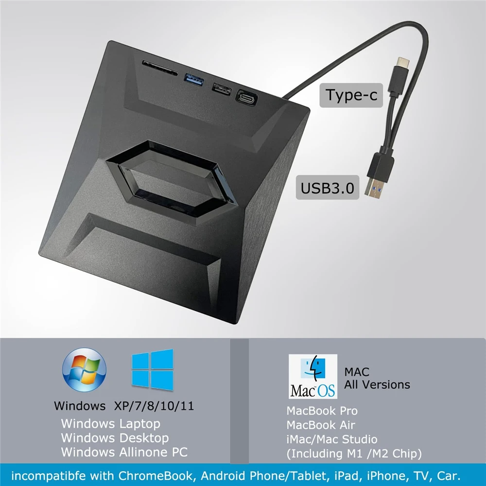 External CD DVD Drive USB 3.0 Writer Burner Player for PC Laptop