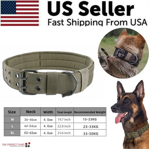 2" Wide Tactical Heavy Duty Nylon Large Dog Collar K9 Military With