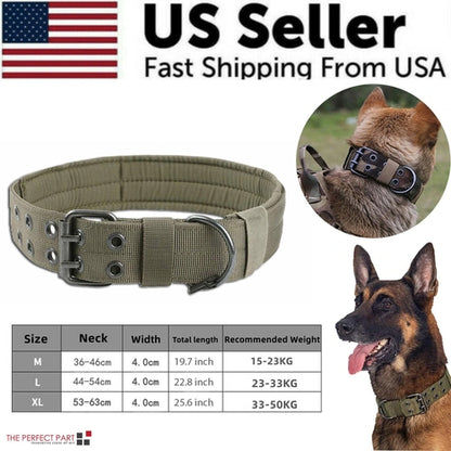 2" Wide Tactical Heavy Duty Nylon Large Dog Collar K9 Military With