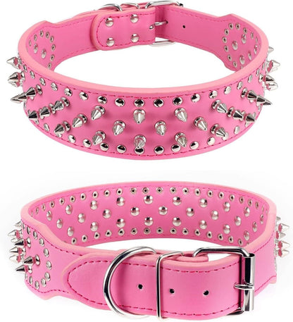 Spiked Studded Leather Dog Collar Rivets Pet Small Large Cat Pit Bull
