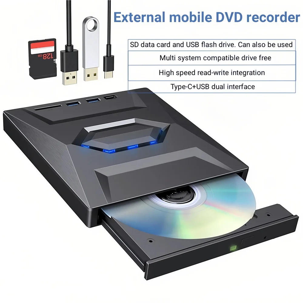 External CD DVD Drive USB 3.0 Writer Burner Player for PC Laptop