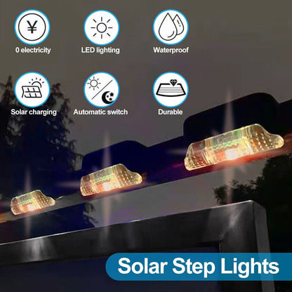 8 Pack New Solar Deck Lights Outdoor Waterproof LED Steps Lamps For