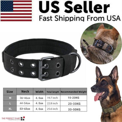 2" Wide Tactical Heavy Duty Nylon Large Dog Collar K9 Military With