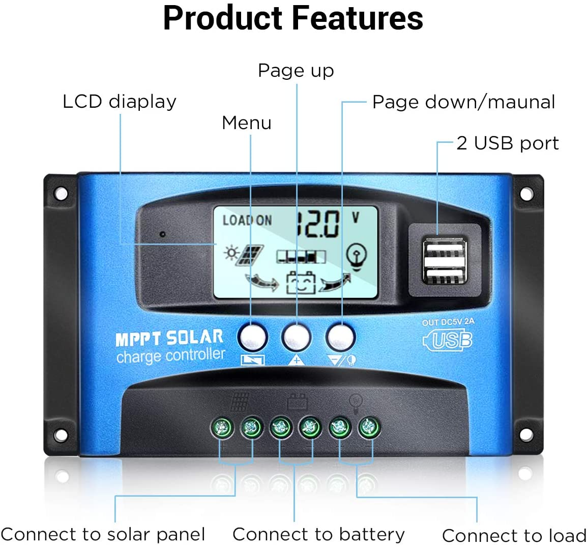 MPPT Solar Panel Regulator Charge Controller Auto Focus Tracking