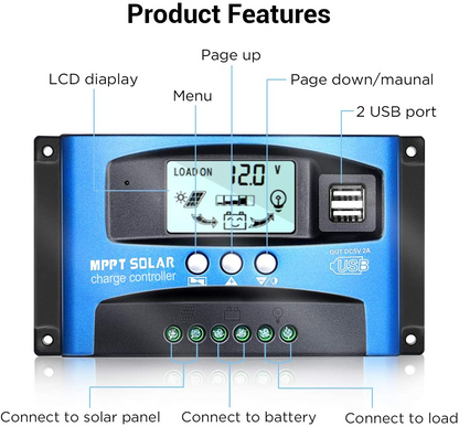 MPPT Solar Panel Regulator Charge Controller Auto Focus Tracking