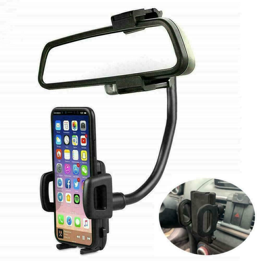 Universal 360° Car Rearview Mirror Mount Stand Holder Cradle For Cell